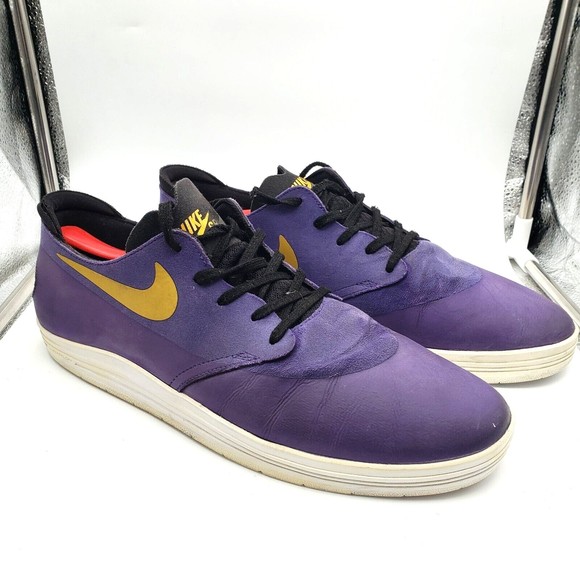 NIKE SB Lunar OneShot Low Top Sneakers Purple & Yellow Lakers (Men's Size 12) - Picture 3 of 7